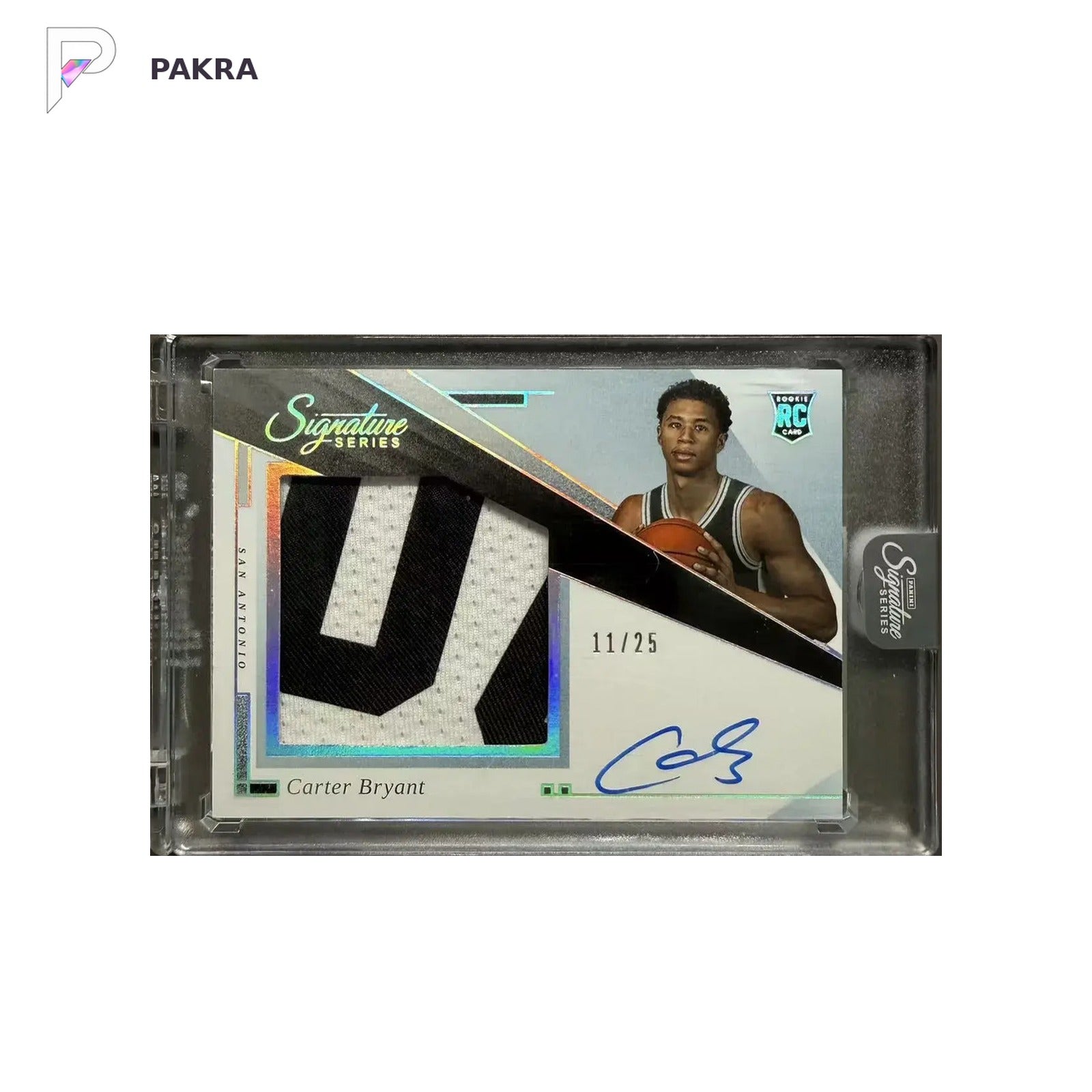 2025-26 Signature Series Patch Auto RPA Carter Bryant RC 11/25 JSY Number shown on a white PAKRA background.