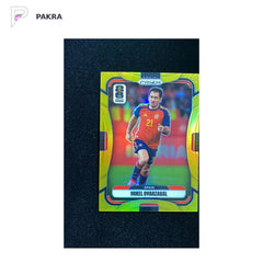2026 Panini Prizm Mikel Oyarzabal 5/10 True Gold SPAIN #75 shown on a white PAKRA background.