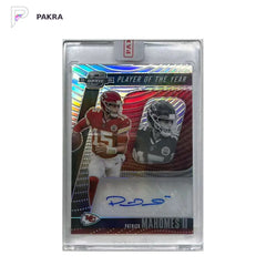 2020 Panini Contenders Optic Patrick Mahomes II Player of the Year Auto /15 shown on a white PAKRA background.