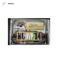Clayton Kershaw 2024 Topps Triple Threads Autograph Relics #TTAR-KER3 02/36 shown on a white PAKRA background.