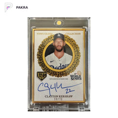 Clayton Kershaw 2025 Topps Gilded Collection Champions Auto /10 shown on a white PAKRA background.