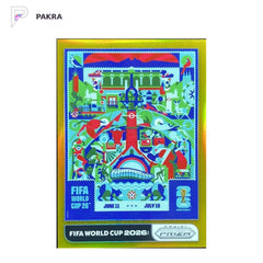 2026 Panini Prizm USA Mexico Posters Monterrey City #16 SSP 03/10 gold shown on a white PAKRA background.