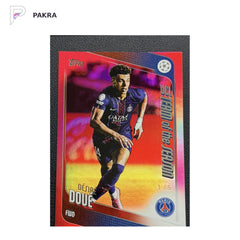 2025-26 Topps UEFA Desire Doue Red 1/5 France shown on a white PAKRA background.