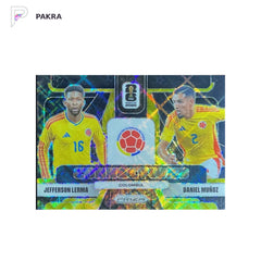2026 Prizm FIFA Jefferson Lerma Daniel Munoz 1/1 black connections #24 shown on a white PAKRA background.