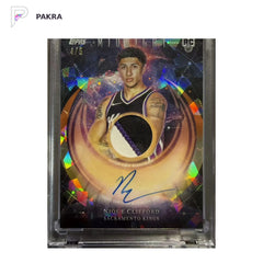 2025-26 Topps Midnight Daybreak Nique Clifford RC PW Relic Auto RPA 4/5 shown on a white PAKRA background.
