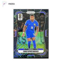 2026 Panini Prizm World Cup Christopher Nkunku Black Celestial Lattice 1/1 shown on a white PAKRA background.
