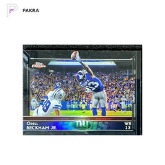 2015 Topps Chrome The Catch Odell Beckham Jr. #18 Mini Black Refractor 7/15 shown on a white PAKRA background.