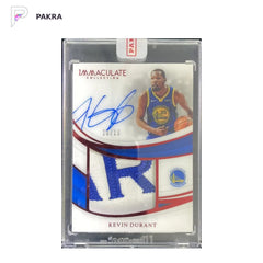 2018-19 Panini Immaculate Red Kevin Durant Auto Patch 10/10 1/1 Warriors shown on a white PAKRA background.