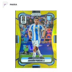2026 Panini Prizm Joaquin Panichelli #6 True Gold 01/10 Argentina RC shown on a white PAKRA background.