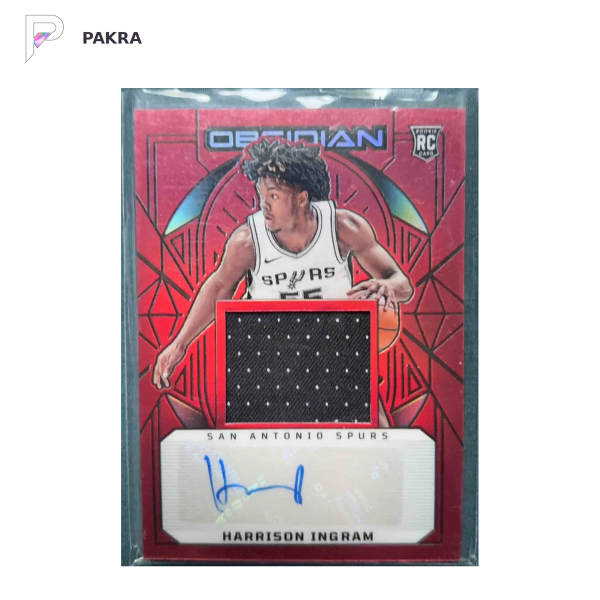 2024 Panini 2023-24 Panini Obsidian #222 Harrison Ingram RC AUTO shown on a white PAKRA background.