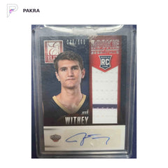 2013 Panini Rookie Essentials Jeff Withey RC AUTO 049/599 shown on a white PAKRA background.