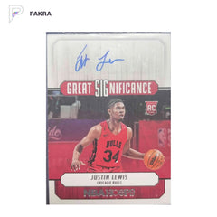2022 Panini Great SIGnificance #79 Justin Lewis RC AUTO shown on a white PAKRA background.
