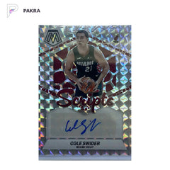 2023 Panini 2023 Panini Mosaic Cole Swider AUTO shown on a white PAKRA background.