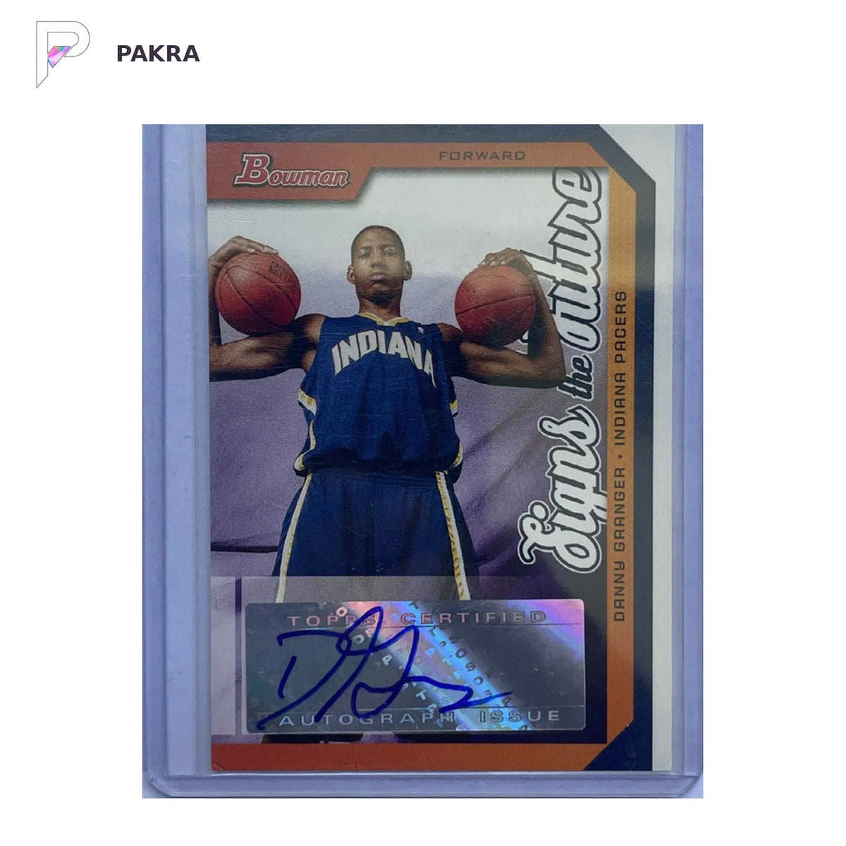 2005 Panini Topps Bowman Signs of the Future RC Danny Granger AUTO shown on a white PAKRA background.