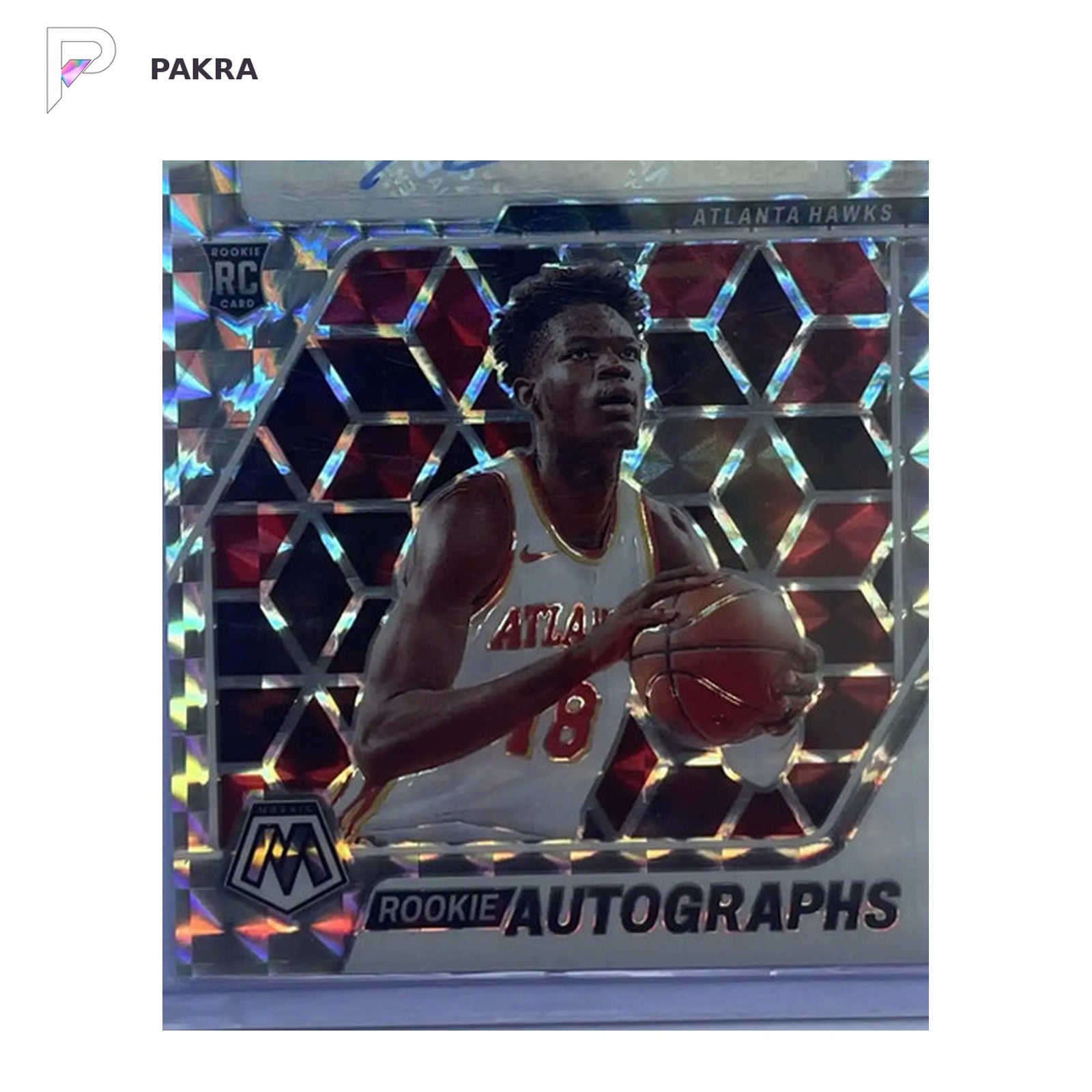 2023 Panini Mosaic Rookie Autographs Mouhamed Gueye RC AUTO shown on a white PAKRA background.