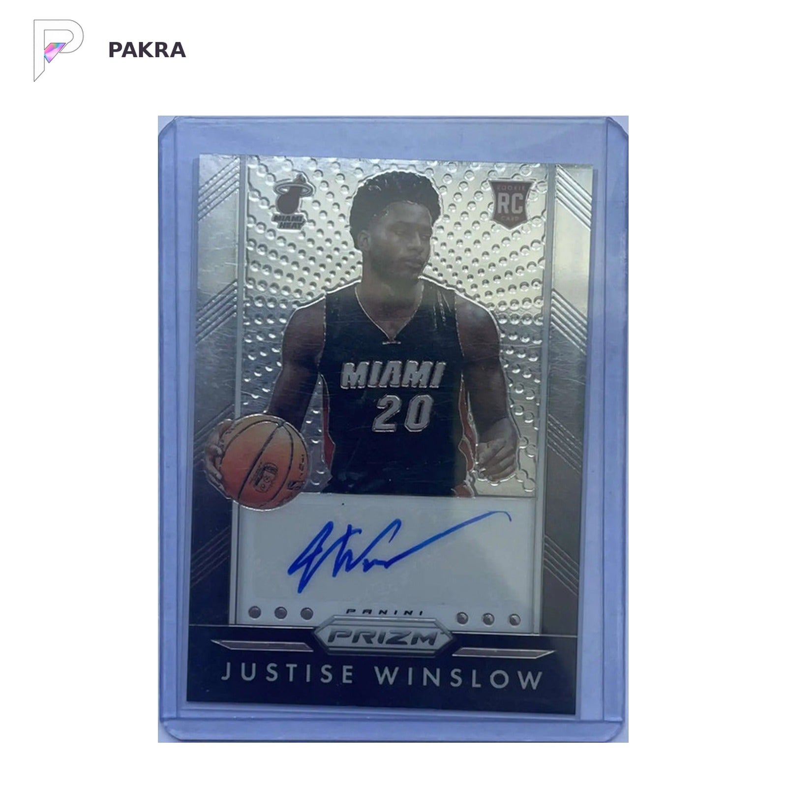 2015 Panini Prizm Rookie Signatures Justise Winslow RC AUTO shown on a white PAKRA background.