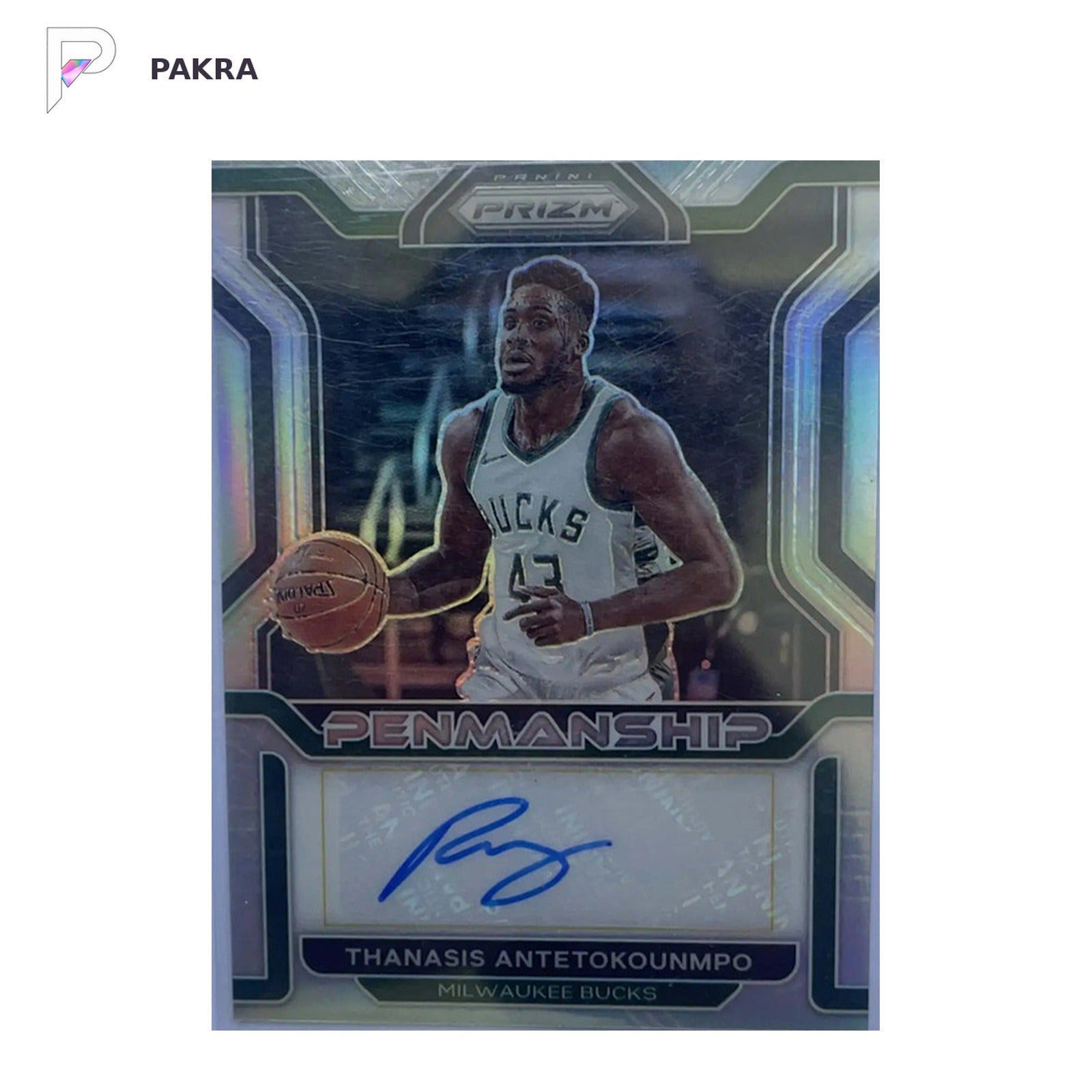 2021 Panini Thanasis Antetokounmpo AUTO shown on a white PAKRA background.