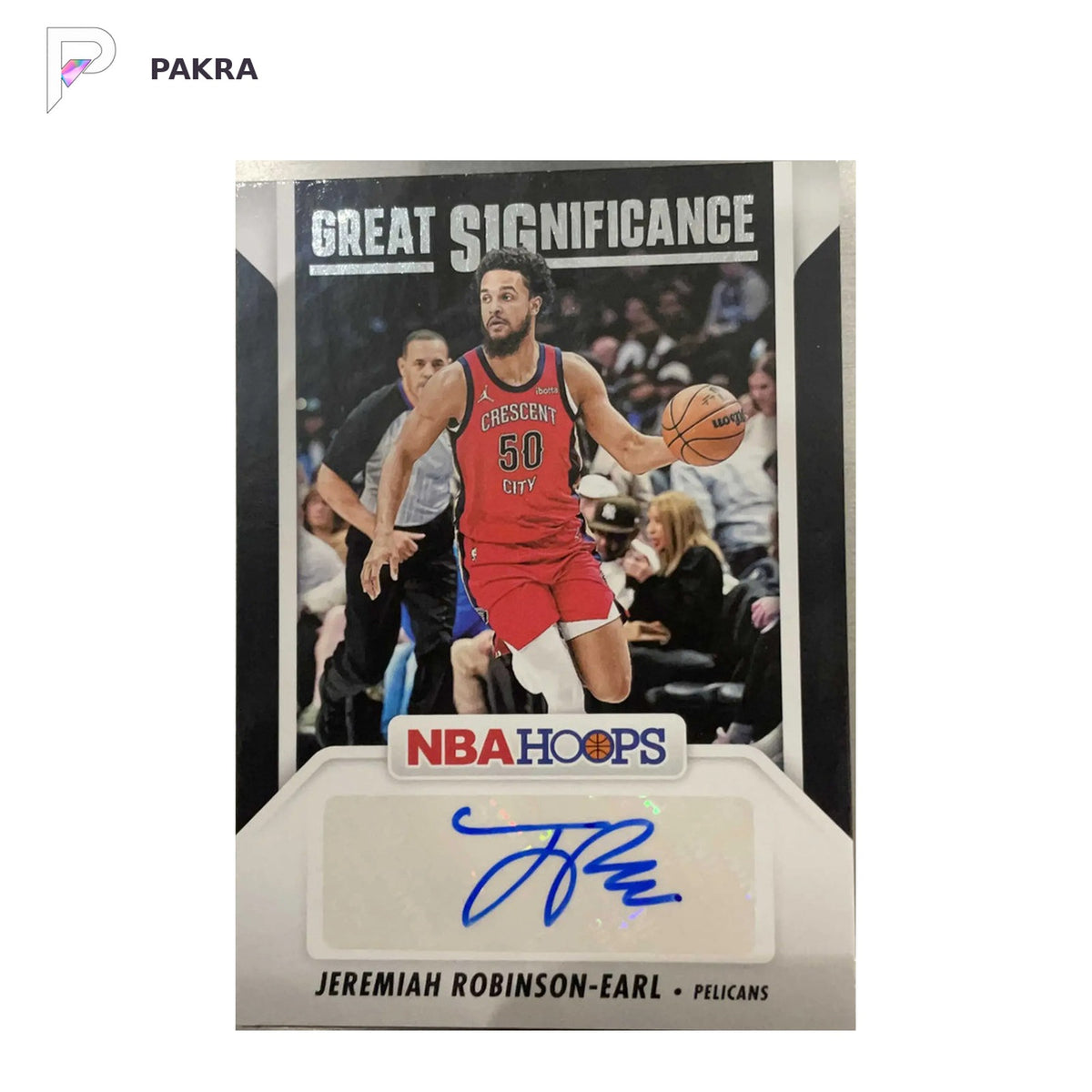 2023 Panini Hoops. Autograph(Auto) Jeremiah Robinson-Earl AUTO 0/1 shown on a white PAKRA background.
