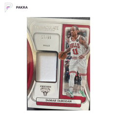 2021 Panini Red Memorabilia #RJ-DD DeMar DeRozan 17/99 shown on a white PAKRA background.