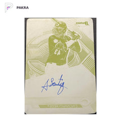 2025 Topps Bowman's Best Auto Arnaldo Lantigua Yellow Printing Plate 1/1 shown on a white PAKRA background.