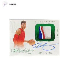 2012-13 Panini Flawless Blake Griffin Auto Patch PA Green 3/5 #3 Clippers shown on a white PAKRA background.