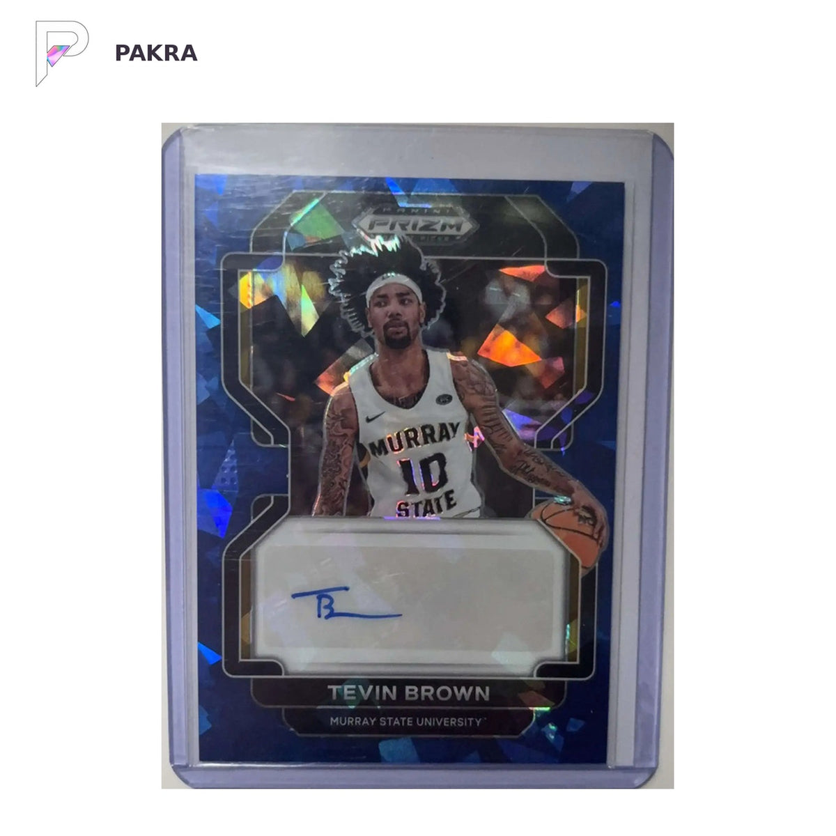 2022 Panini 2021-22 Panini Prizm Draft Picks Tevin Brown RC AUTO 18/75 shown on a white PAKRA background.
