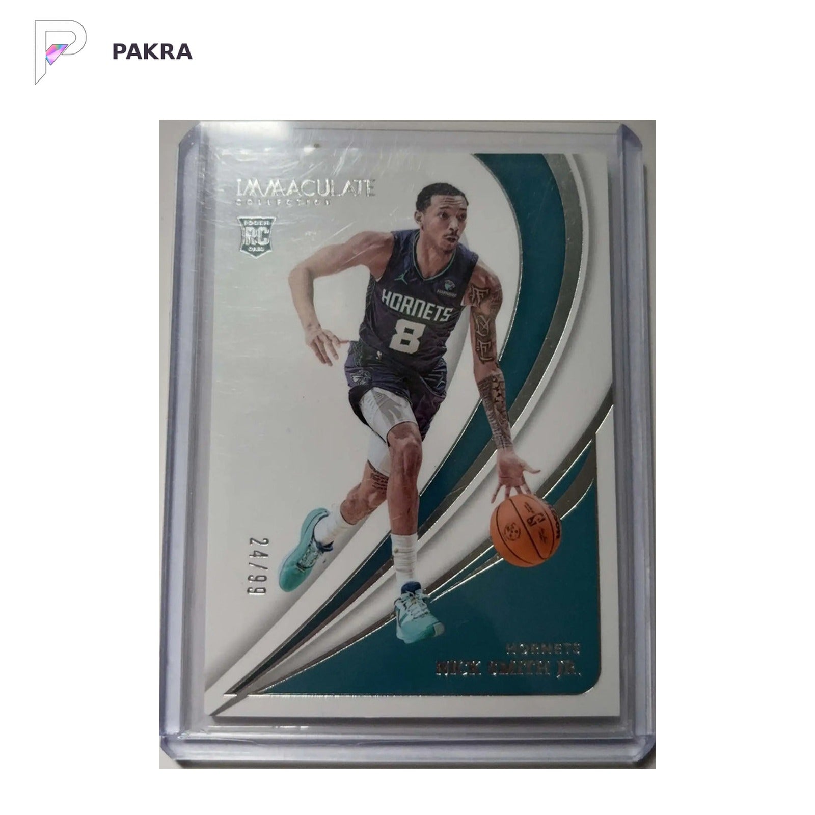2023 Panini 2023 Panini Immaculate Collection #26 Nick Smith Jr. RC 24/99 shown on a white PAKRA background.