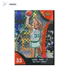 2007-08 Topps Finest Larry Bird X-Fractor Refractor 12/15 #50 Celtics shown on a white PAKRA background.