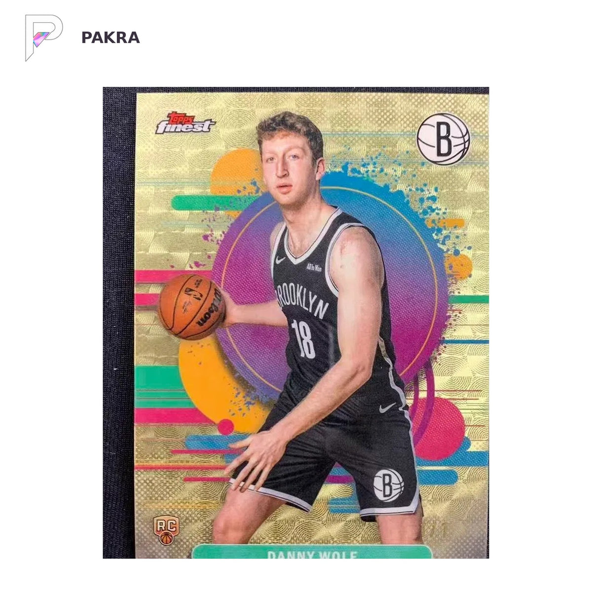 2026 Topps Finest Danny Wolf RC Gold Superfractor One of One 1/1 shown on a white PAKRA background.