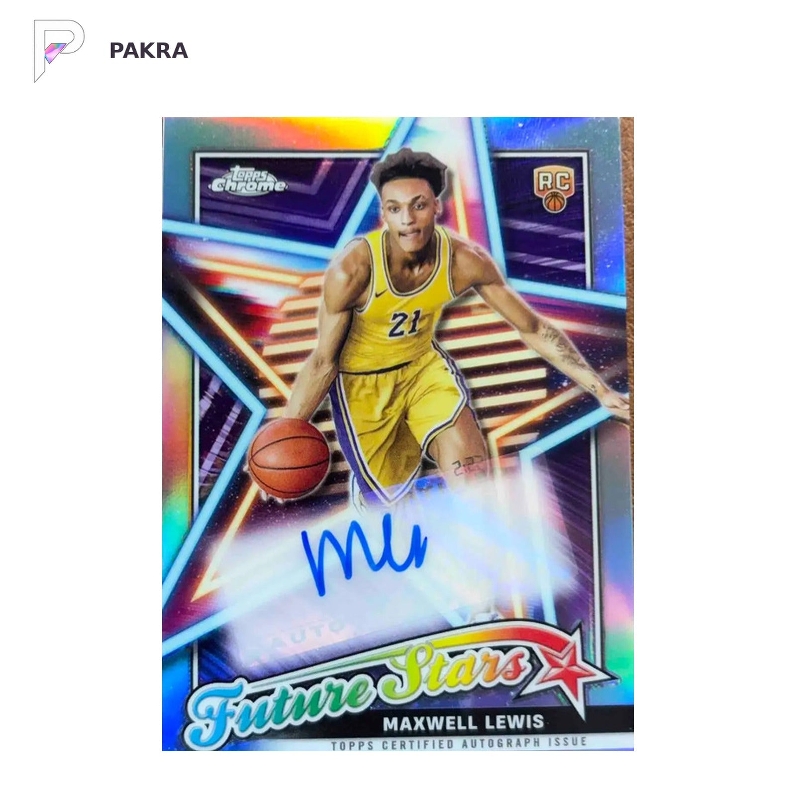 2023-24 Topps Chrome FutureStars Autographs #FSAMLMaxwell Lewis Auto - BSK shown on a white PAKRA background.