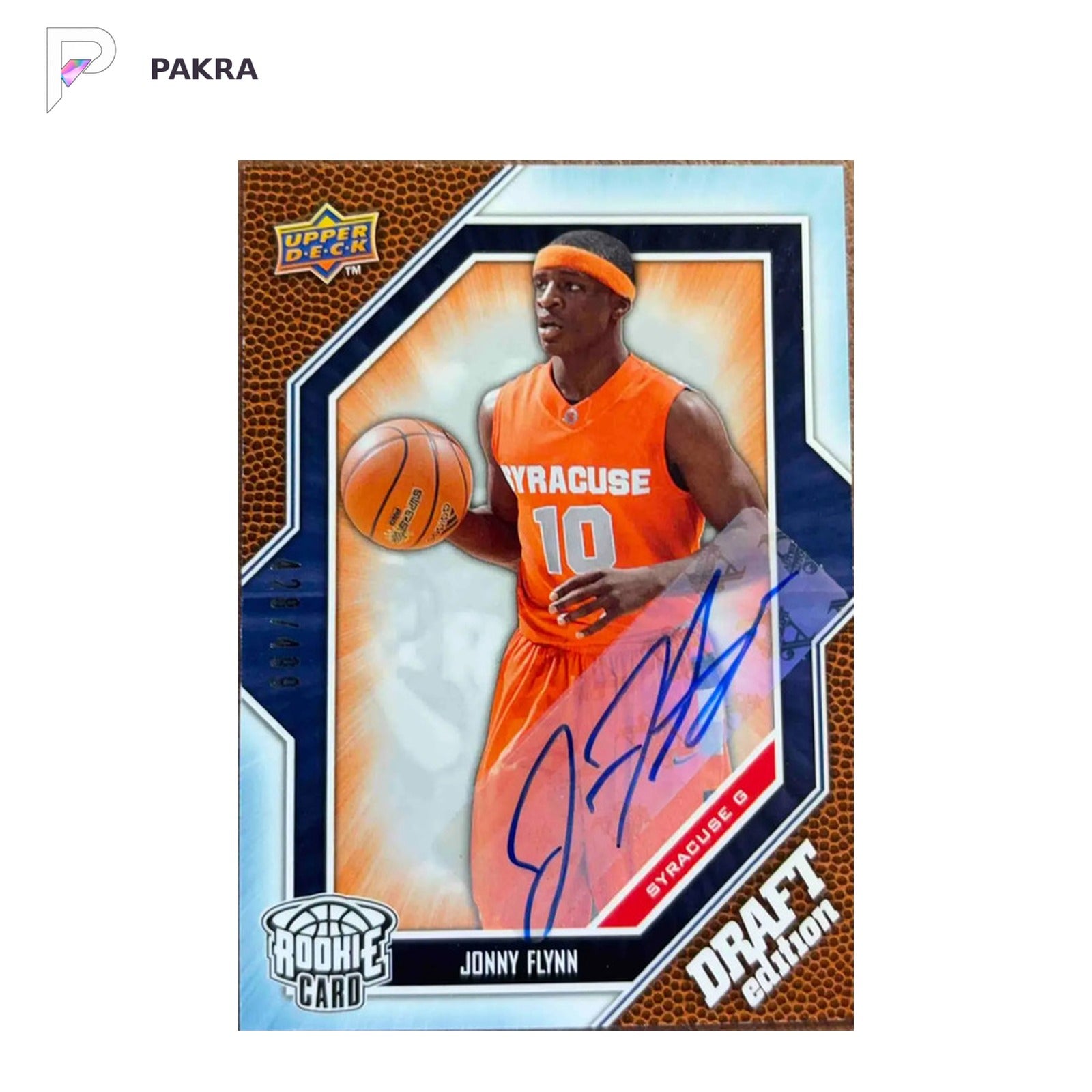 2009-10 Upper Deck Draft Edition#52 Jonny Flynn - BSK shown on a white PAKRA background.