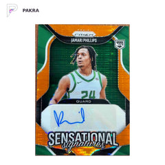 JAMARI PHILLIPS 2025-26PANINI PRIZM #SS-JAMSENSATIONAL MOJO PRIZM shown on a white PAKRA background.