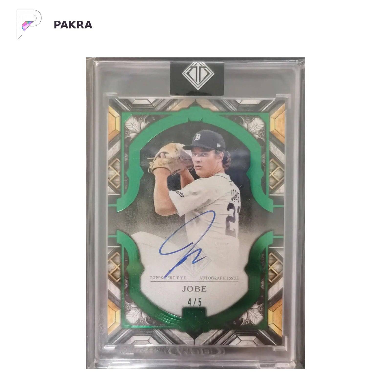 2025 Topps Transcendent Rookie Showcase Autograph Jackson Jobe /5 shown on a white PAKRA background.