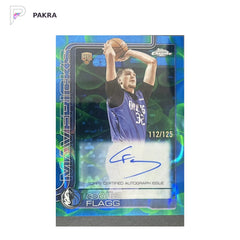 2025‑26 Topps Chrome Update Cooper Flagg RC Blue/Green Lava Lamp Auto /125 shown on a white PAKRA background.