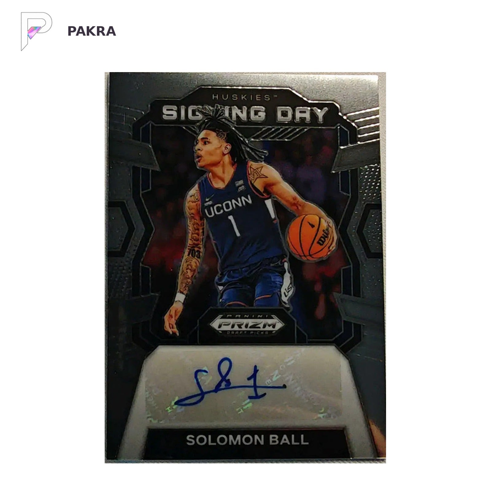 2024 Panini Prizm Draft Picks Signing Day Solomon Ball SD-BAL Auto shown on a white PAKRA background.