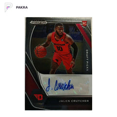 2021-22 Panini Prizm Draft Jalen Crutcher BLACK Rookie Auto shown on a white PAKRA background.