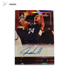 2022 Leal Trading Cards JORDAN HAWKINS GLR-JH2 GOLD ROOKIES auto shown on a white PAKRA background.