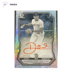 2026 Topps Bowman Chrome Dawvris Brito 1st Auto Black & White Shimmer SP shown on a white PAKRA background.