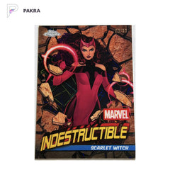 2025 Topps Chrome Marvel Scarlet Witch Indestructible Black /10 SSP shown on a white PAKRA background.