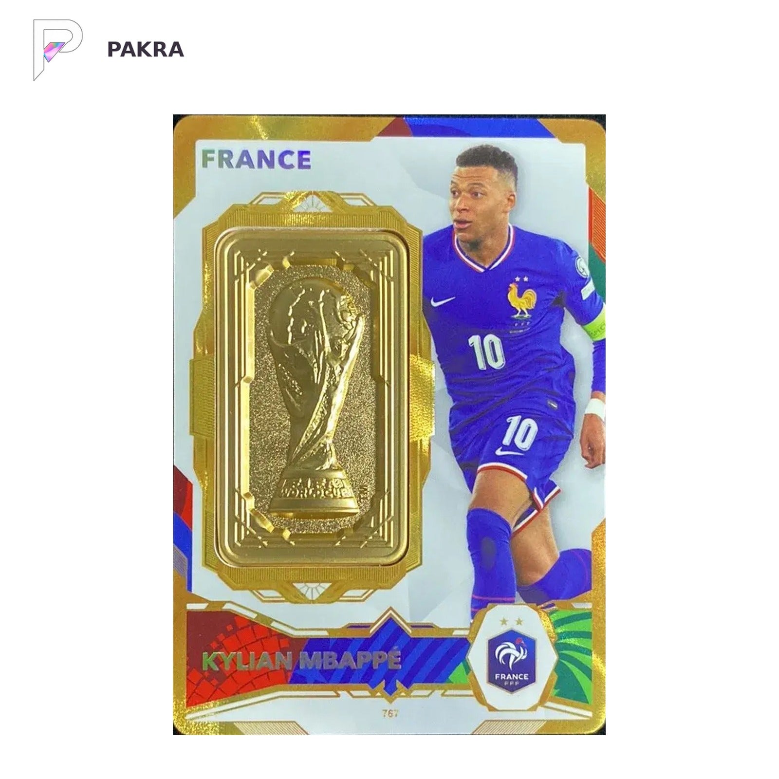 2026 Panini Kayou FIFA World Cup Kylian Mbappe Trophy of Glory 29/59 SSP shown on a white PAKRA background.