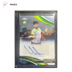 2025 Topps Chrome Tennis Chrome Autograph Rookie Mariano Navone shown on a white PAKRA background.