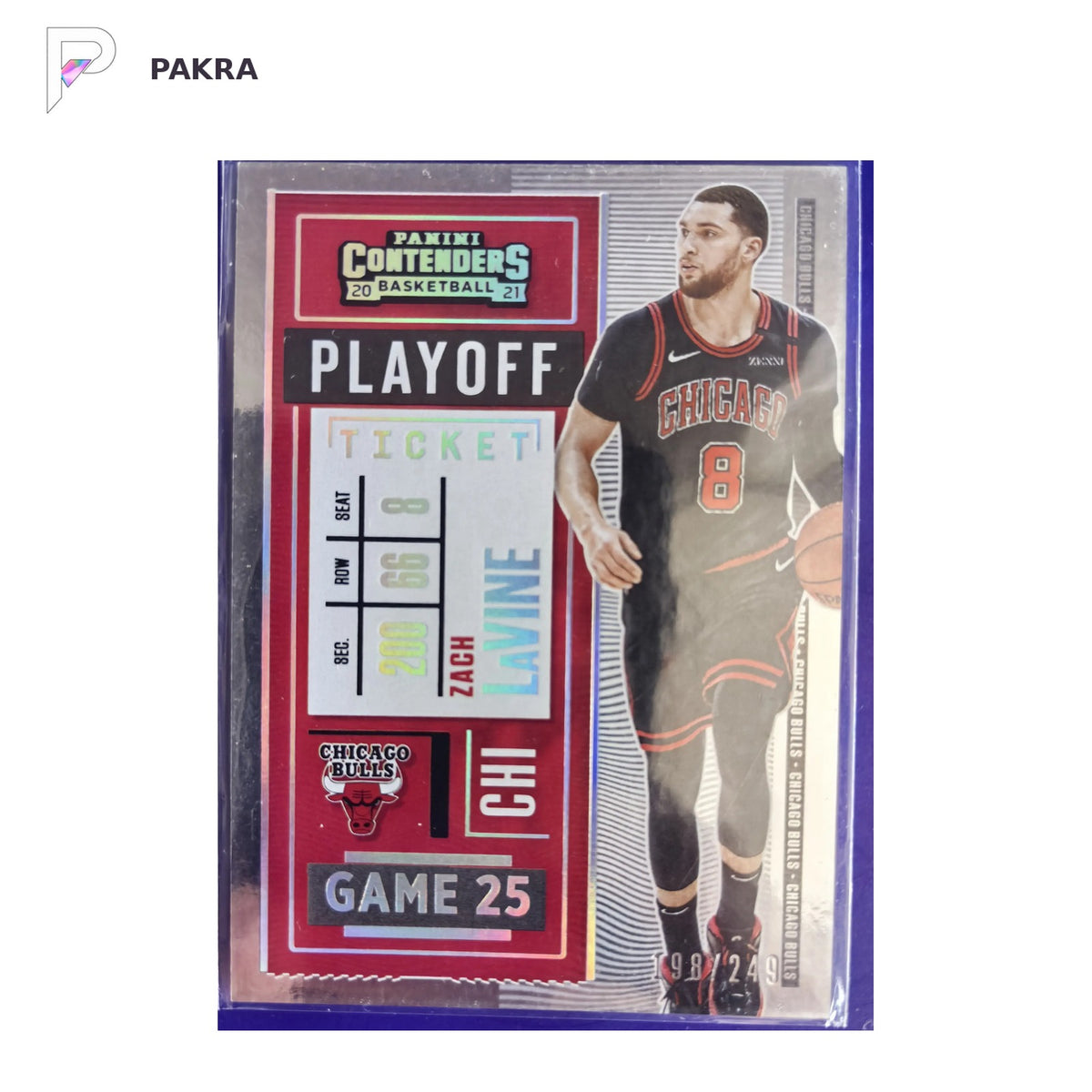 2021 Panini #No.15 Zach LaVine 198/249 shown on a white PAKRA background.
