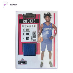 2021 Panini #No.RS-DOT Daniel Oturu RC Player-wornmaterial shown on a white PAKRA background.