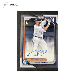 2024 Topps Bowman Chrome Auto Bryce Rainer 1st #CPA-BR Tigers shown on a white PAKRA background.