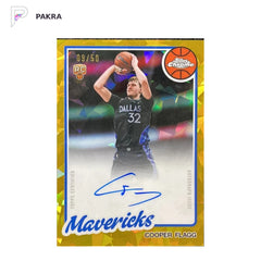 2025-26 Topps Chrome Updates Sapphire 1980-81 Auto Cooper Flagg RC Gold /50 shown on a white PAKRA background.
