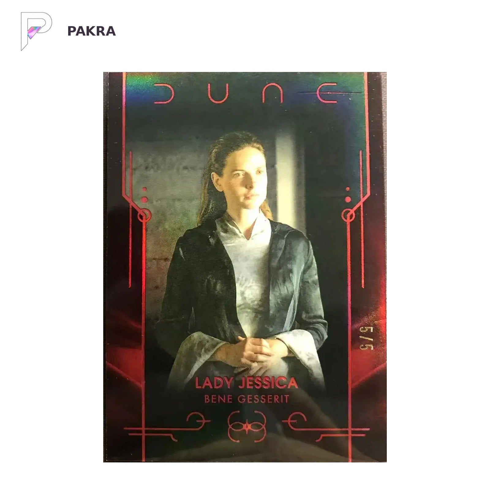 2024 Topps Chrome Dune Lady Jessica Red Refractor 5/5 #3 shown on a white PAKRA background.