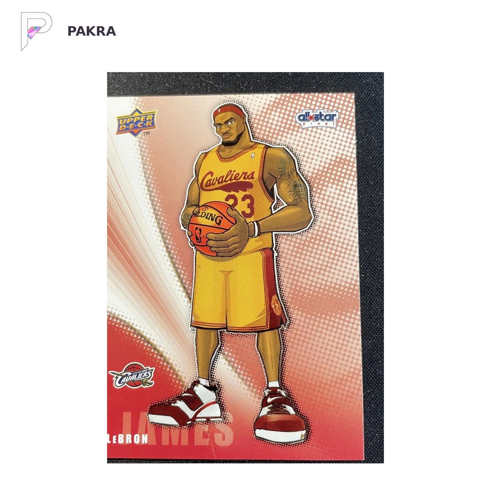 2008-09 Upper Deck LeBron James All Star Vinyl Anime #LBJ1 Cavaliers SSP shown on a white PAKRA background.