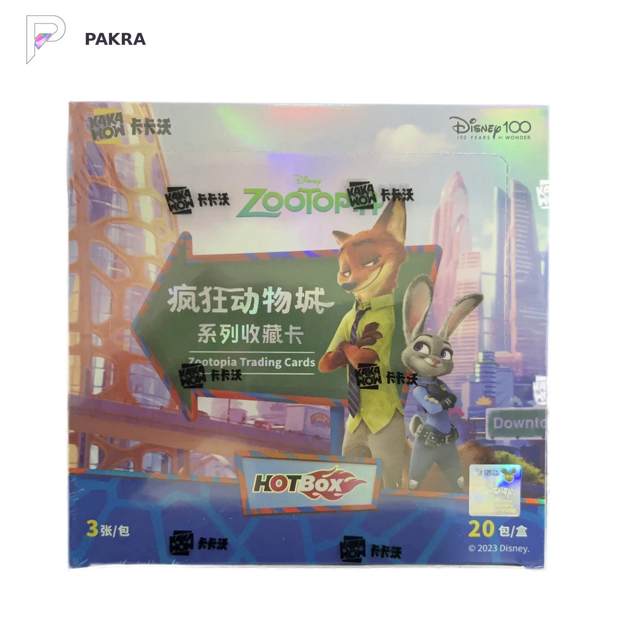 Kakawow 2023 HOTBOX Disney Zootopia Collectible Cards Box, official product image on a white PAKRA background.