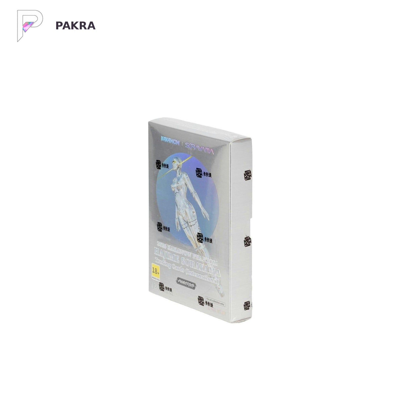 Kakawow 2026 PHANTOM Hajime Sorayama Official Collectible Cards Box, official product image on a white PAKRA background.