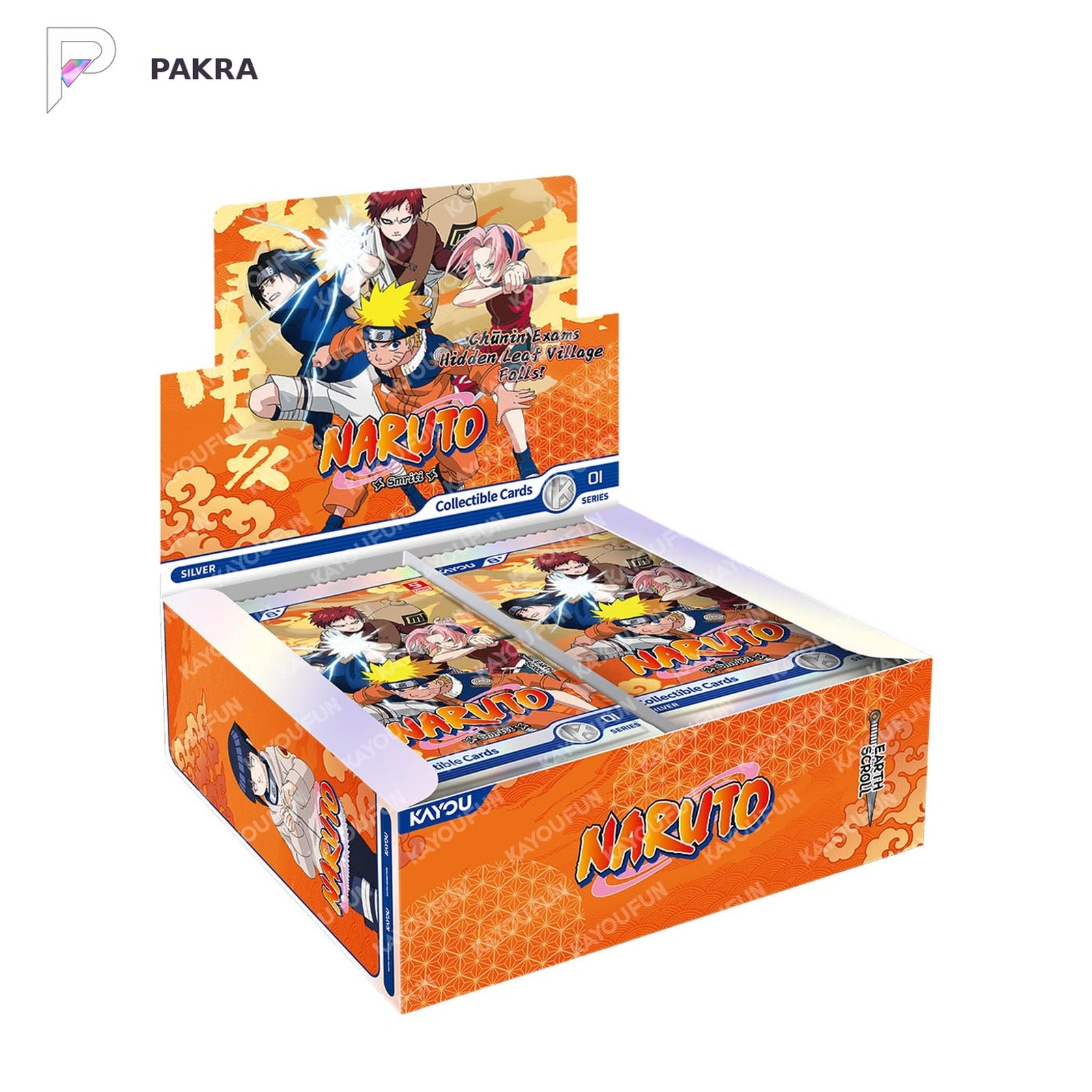 KAYOU Naruto Smriti Earth Scroll 001 SEA Series 1 Display Box, official product image on a white PAKRA background.